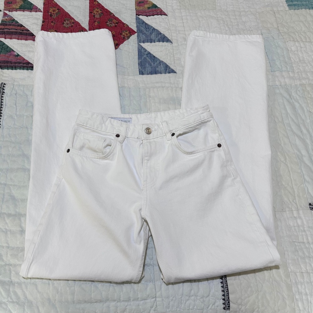 Zara Straight Leg Jeans White High Waisted Denim Pants USA 4 MEX 26